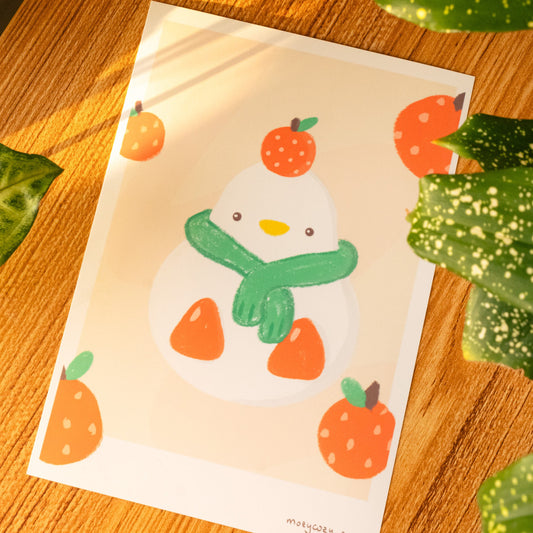Cozy Tangerine Duck Art Print 5' x 7"